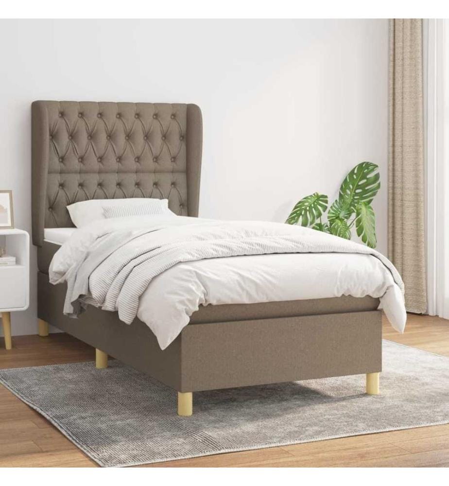 Boxspringbett mit Matratze Taupe 100x200 cm Stoff