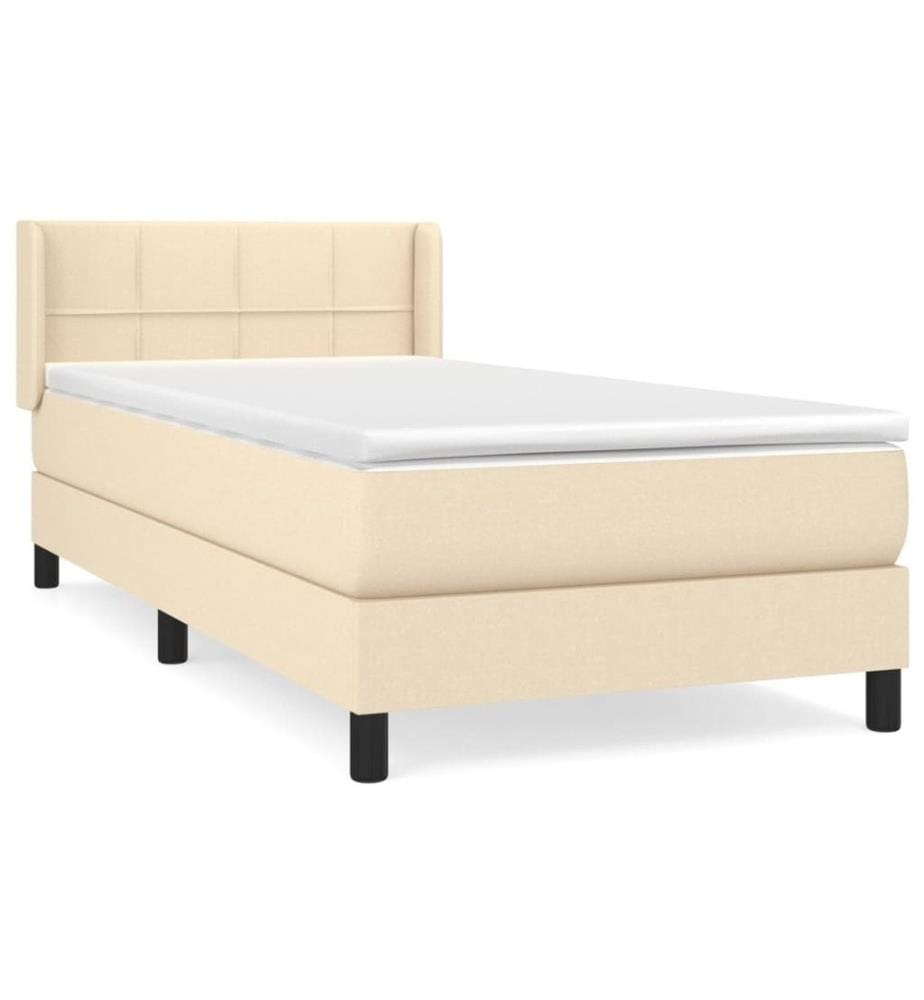 Lit à sommier tapissier et matelas Crème 90x190 cm Tissu
