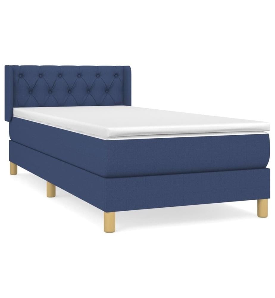 Boxspringbett mit Matratze Blau 80x200 cm Stoff