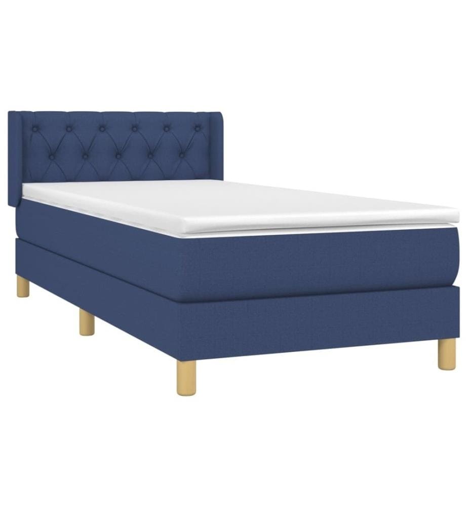 Boxspringbett mit Matratze Blau 80x200 cm Stoff