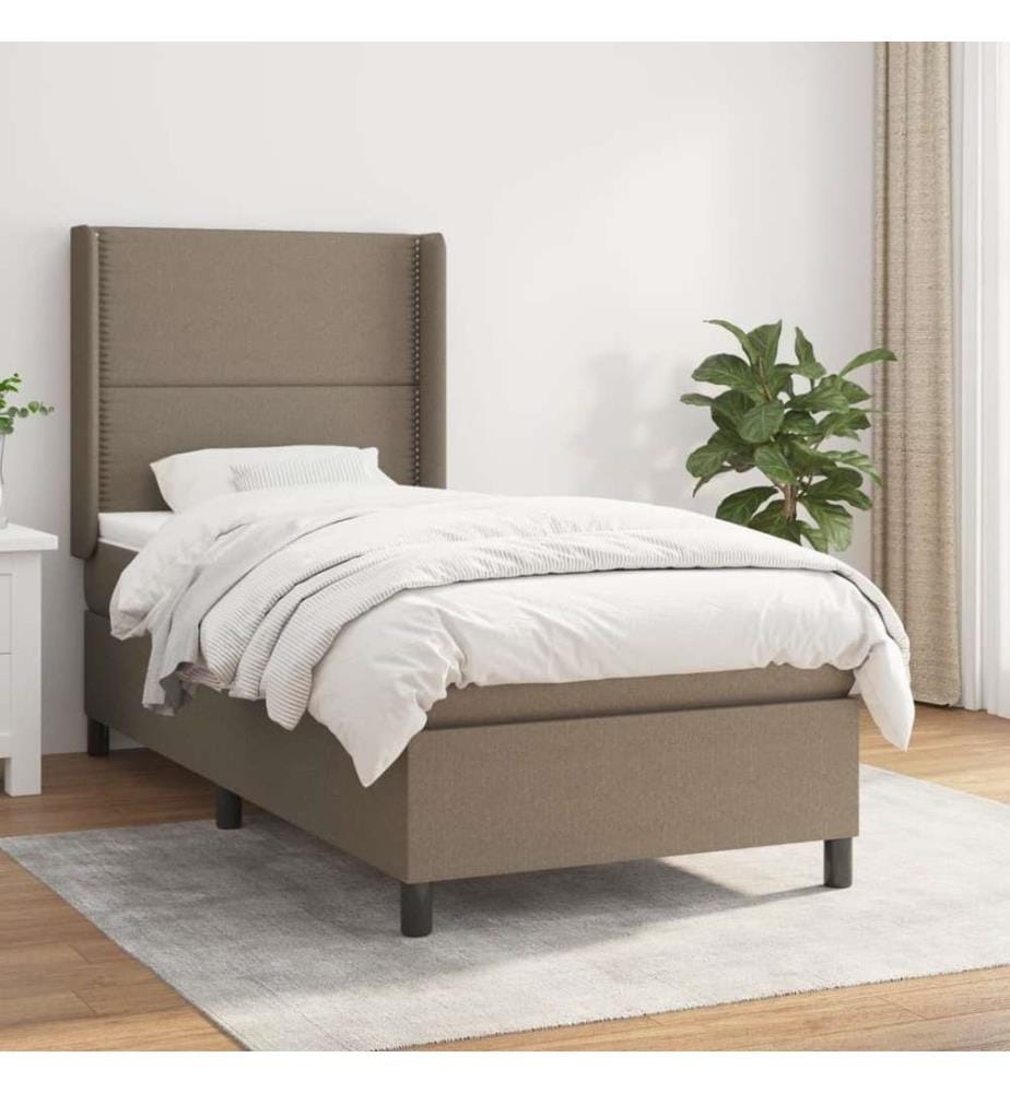 Boxspringbett mit Matratze Taupe 100x200 cm Stoff