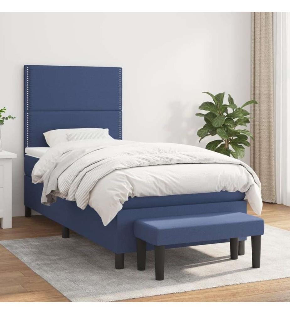 Boxspringbett mit Matratze Blau 100x200 cm Stoff