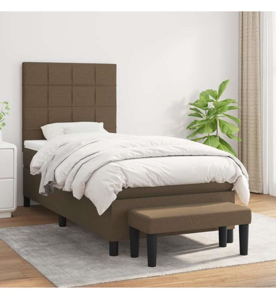 Lit à sommier tapissier avec matelas Marron foncé 90x190 cm