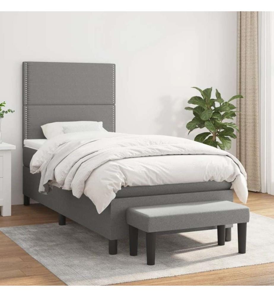 Boxspringbett mit Matratze Dunkelgrau 90x190 cm Stoff