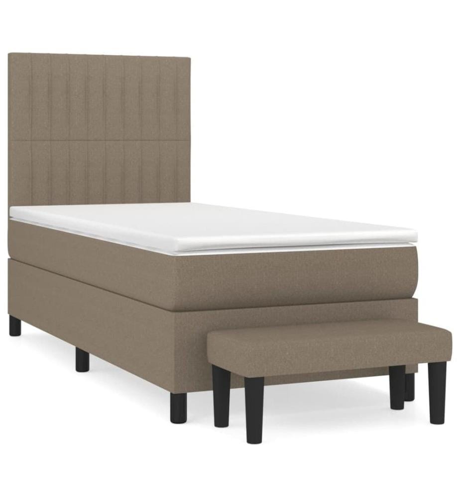Boxspringbett mit Matratze Taupe 100x200 cm Stoff