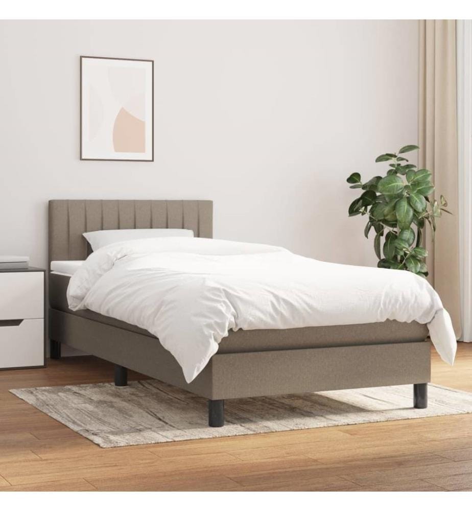 Lit à sommier tapissier avec matelas Taupe 90x190 cm Tissu