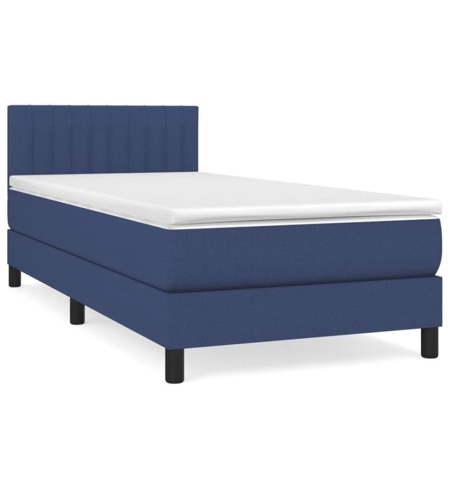 Lit à sommier tapissier avec matelas Bleu 90x190 cm Tissu