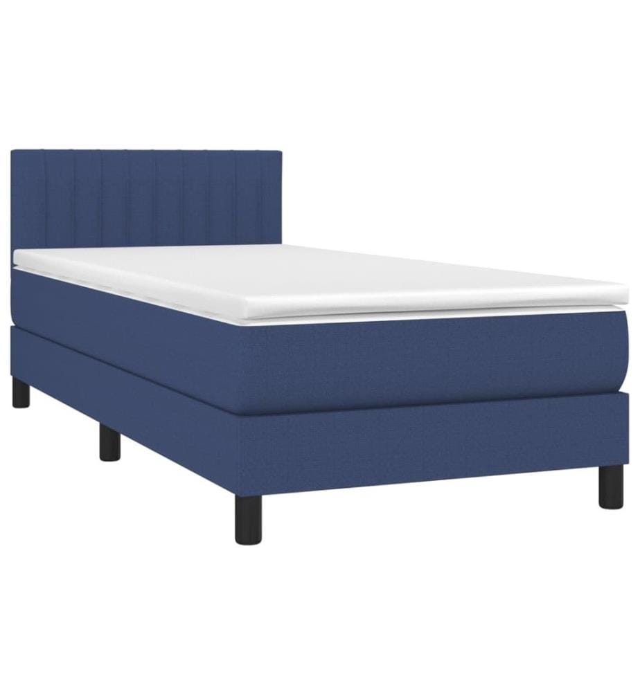 Lit à sommier tapissier avec matelas Bleu 90x190 cm Tissu