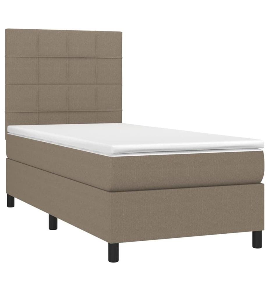 Lit à sommier tapissier avec matelas Taupe 80x200 cm Tissu