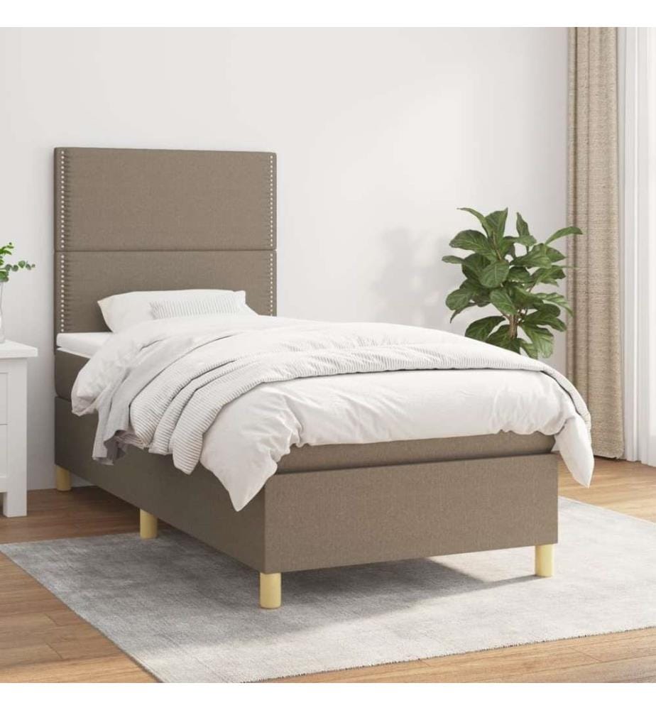 Lit à sommier tapissier avec matelas Taupe 90x190 cm Tissu