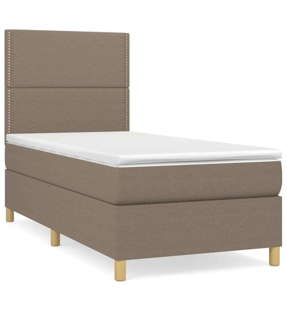 Lit à sommier tapissier avec matelas Taupe 90x190 cm Tissu