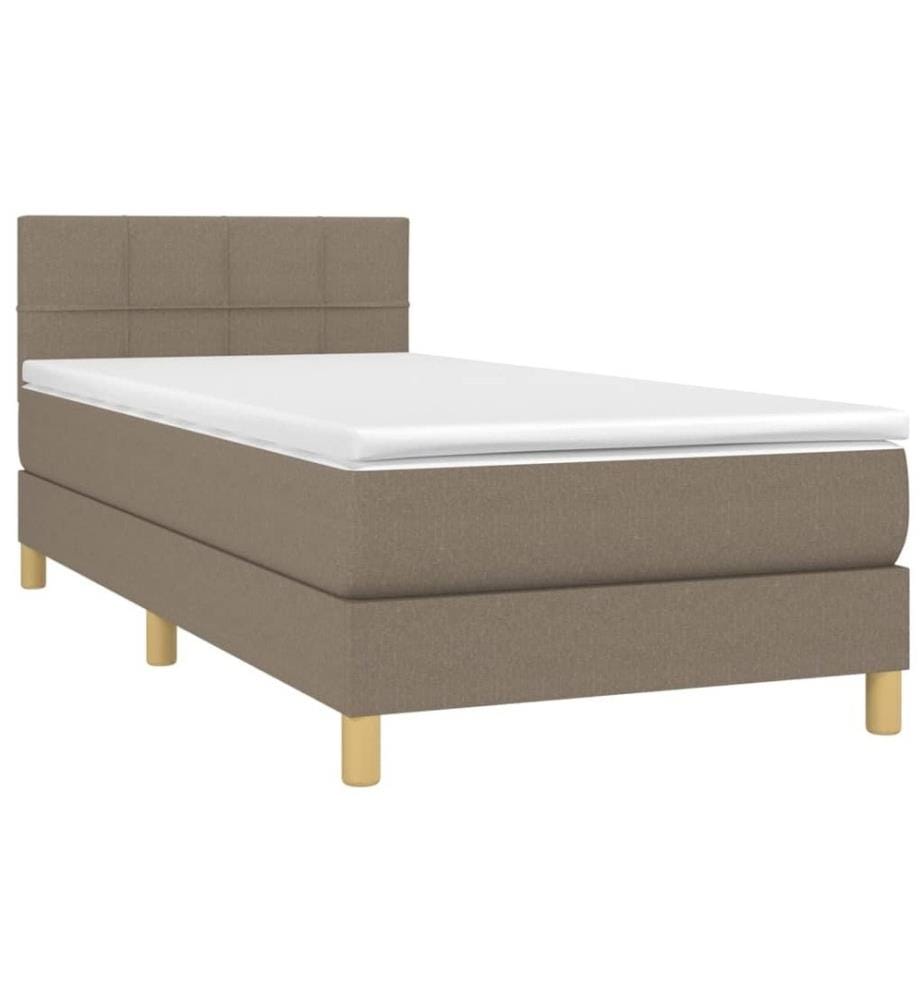 Sommier à lattes de lit avec matelas LED Taupe 80x200 cm Tissu