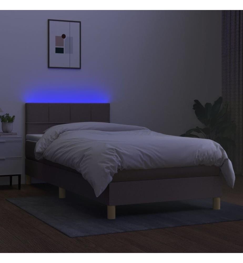 Sommier à lattes de lit avec matelas LED Taupe 80x200 cm Tissu
