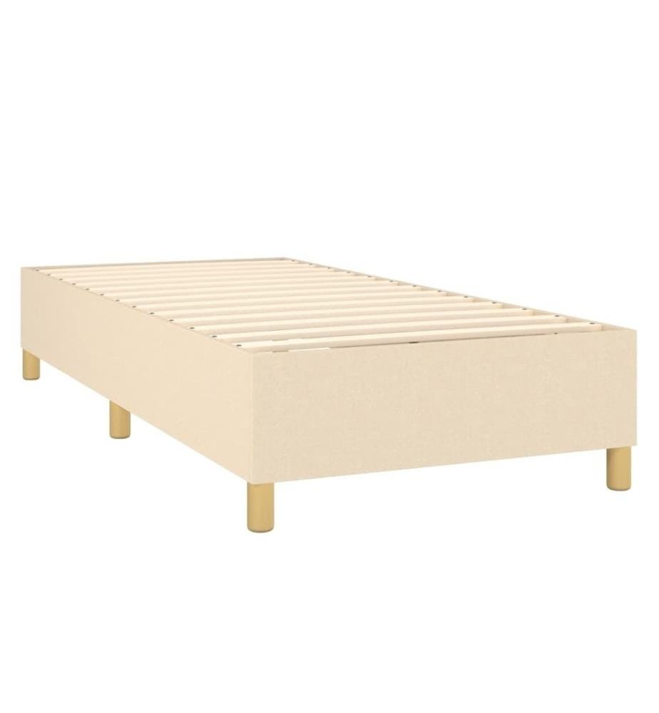 Sommier à lattes de lit matelas et LED Crème 90x200 cm Tissu