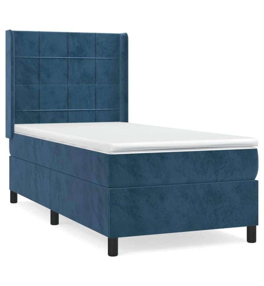 Boxspringbett mit Matratze Dunkelblau 100x200 cm Samt