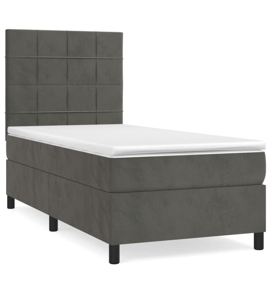 Boxspringbett mit Matratze Dunkelgrau 100x200 cm Samt