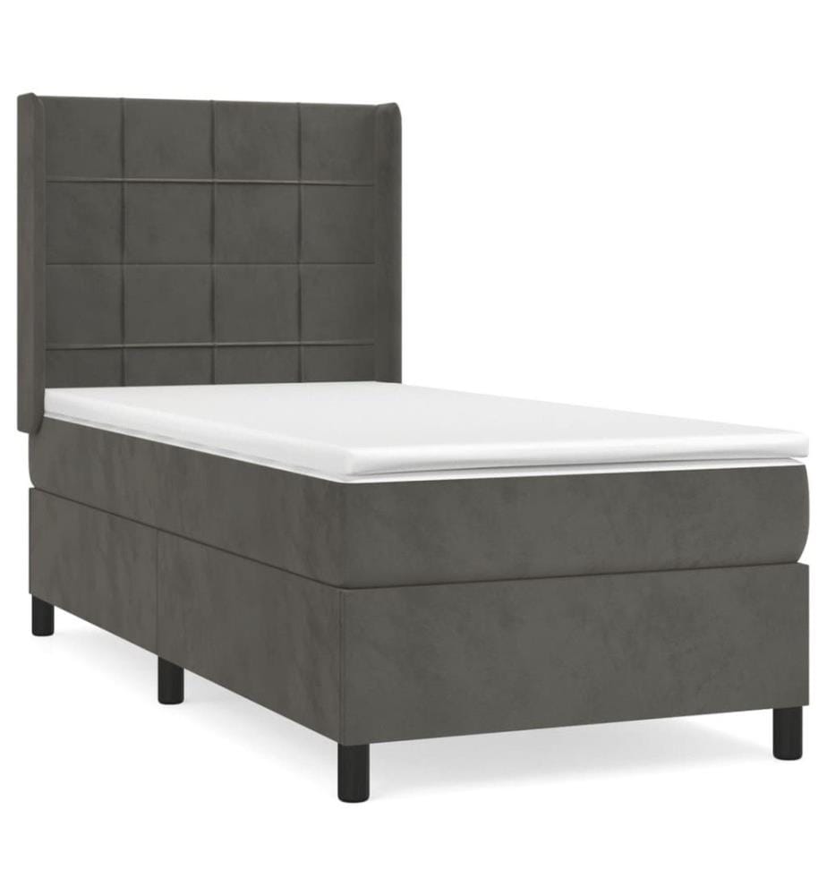 Boxspringbett mit Matratze Dunkelgrau 100x200 cm Samt