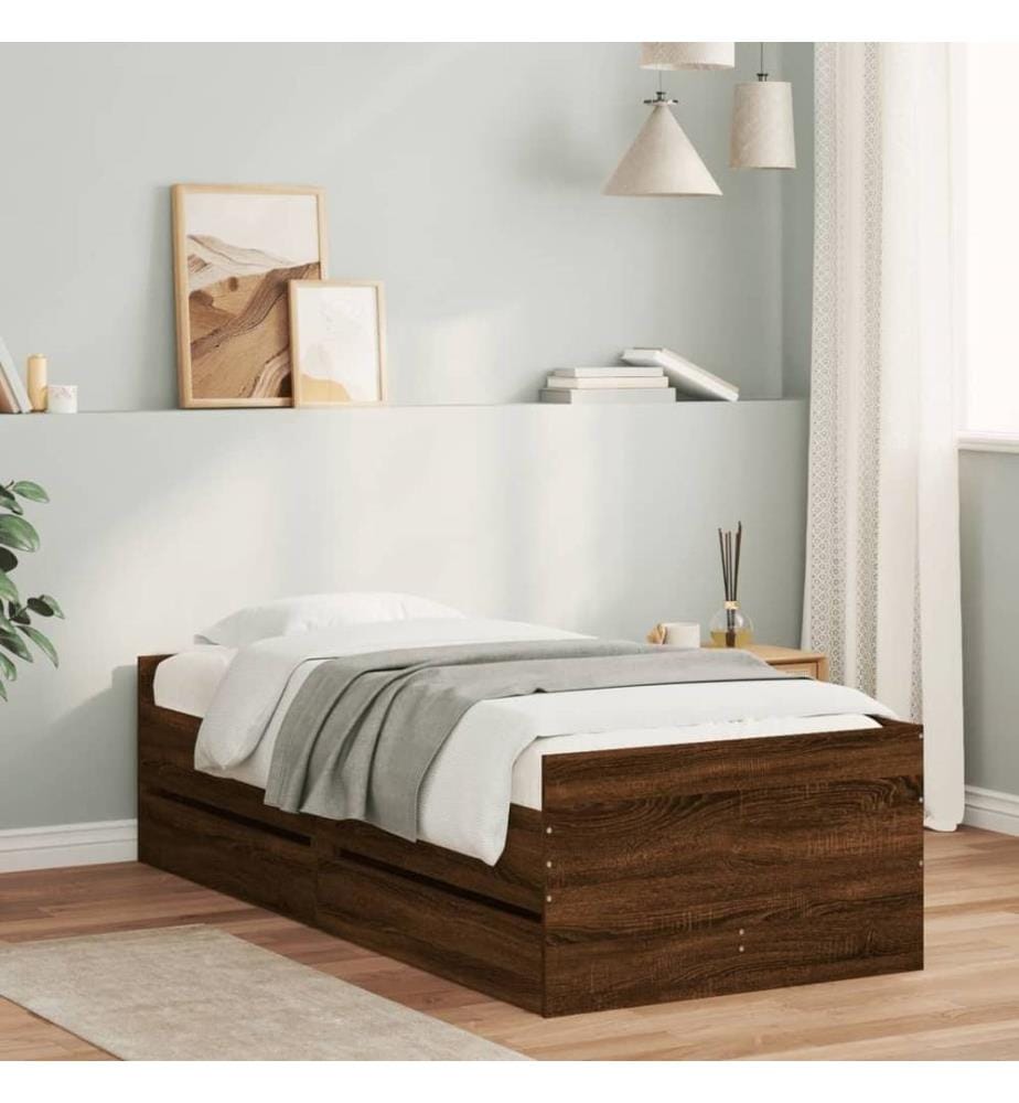 Bettgestell mit Schubladen Braun Eichen-Optik 100x200 cm