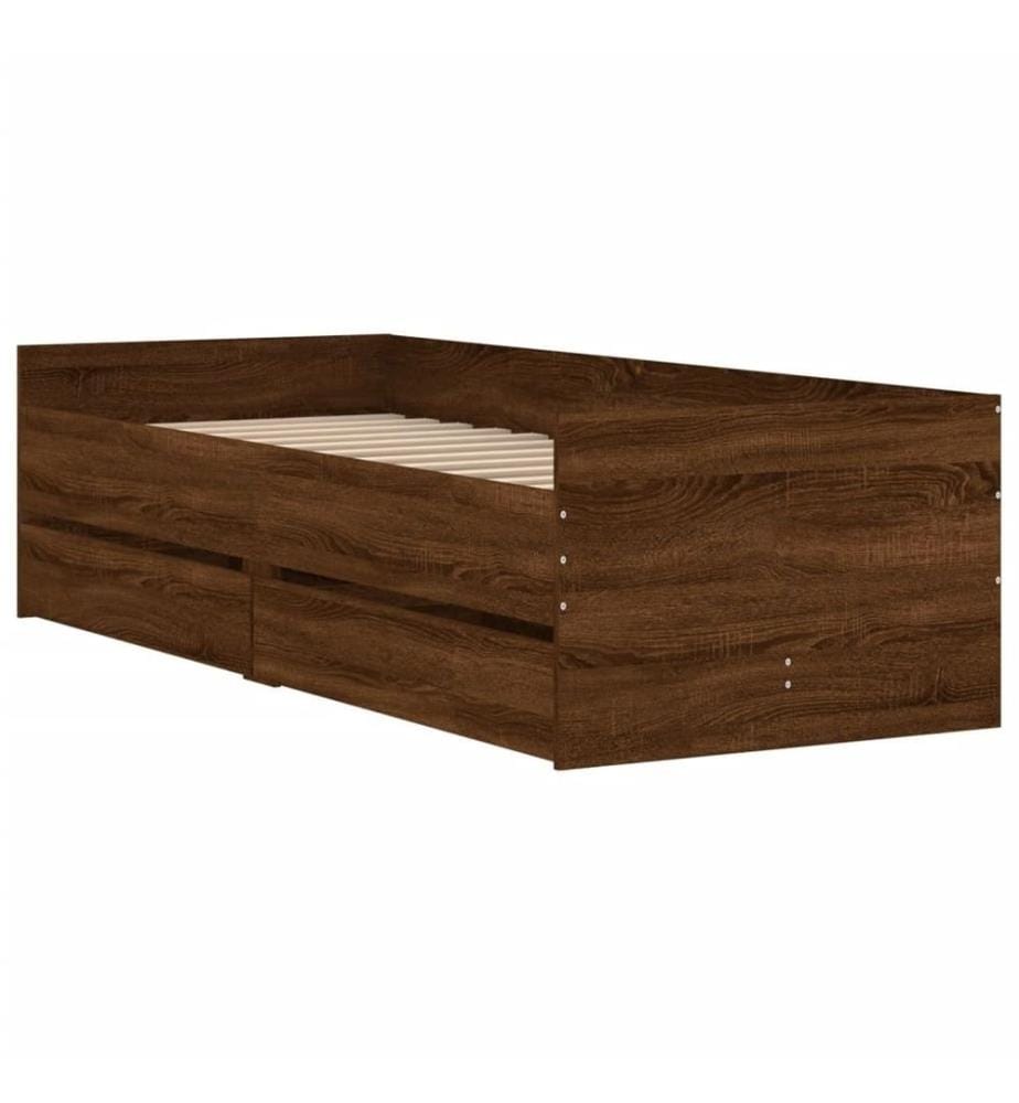 Bettgestell mit Schubladen Braun Eichen-Optik 100x200 cm