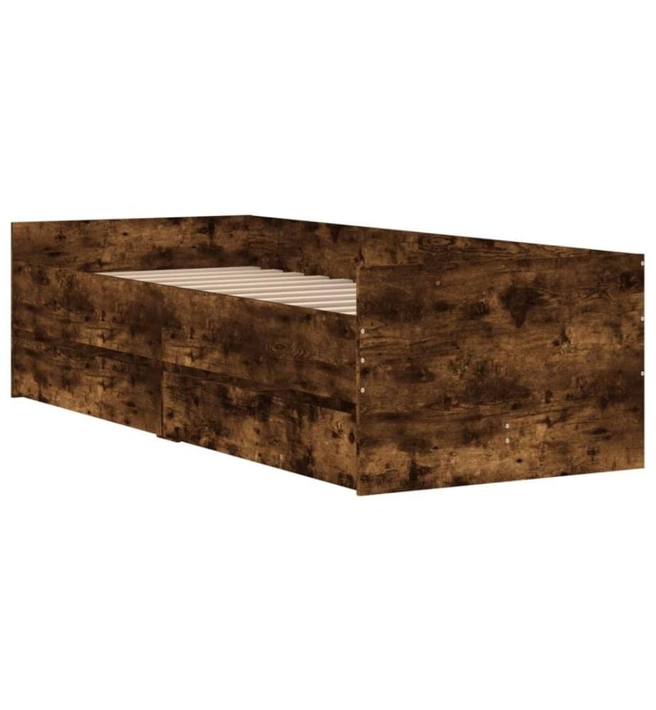Bettgestell mit Schubladen Räuchereiche 100x200 cm