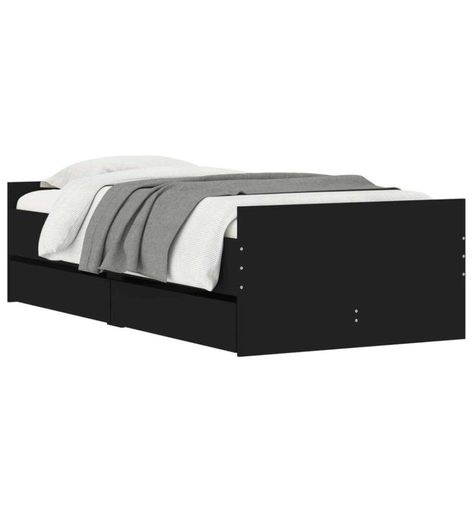 Bettgestell mit Schubladen Schwarz 100x200 cm