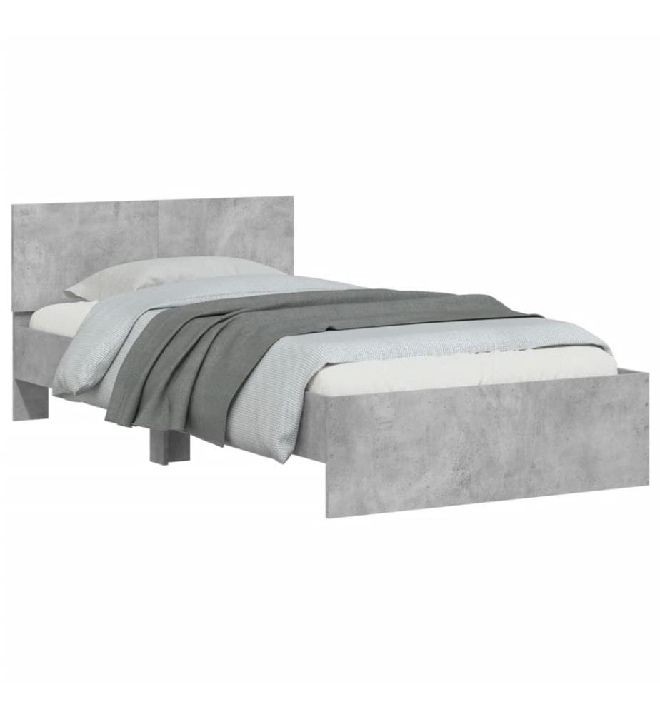 Bettgestell mit Kopfteil Betongrau 100x200 cm Holzwerkstoff