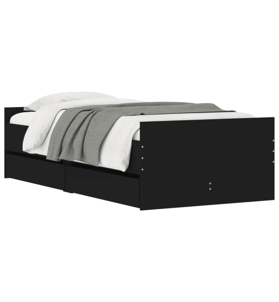 Bettgestell mit Schubladen Schwarz 90x190 cm