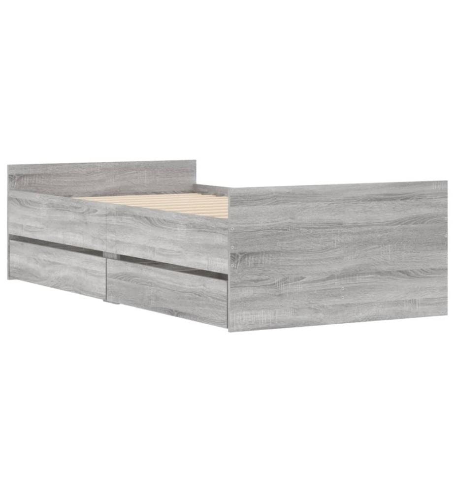 Cadre de lit avec tiroirs sonoma gris 90x190 cm