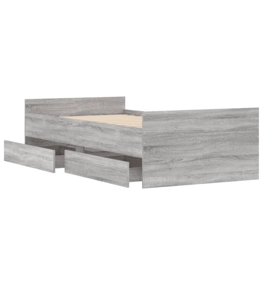Cadre de lit avec tiroirs sonoma gris 90x190 cm