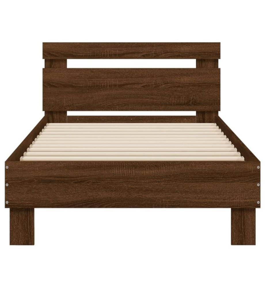 Bettgestell mit Kopfteil Braun Eiche 75x190 cm Holzwerkstoff
