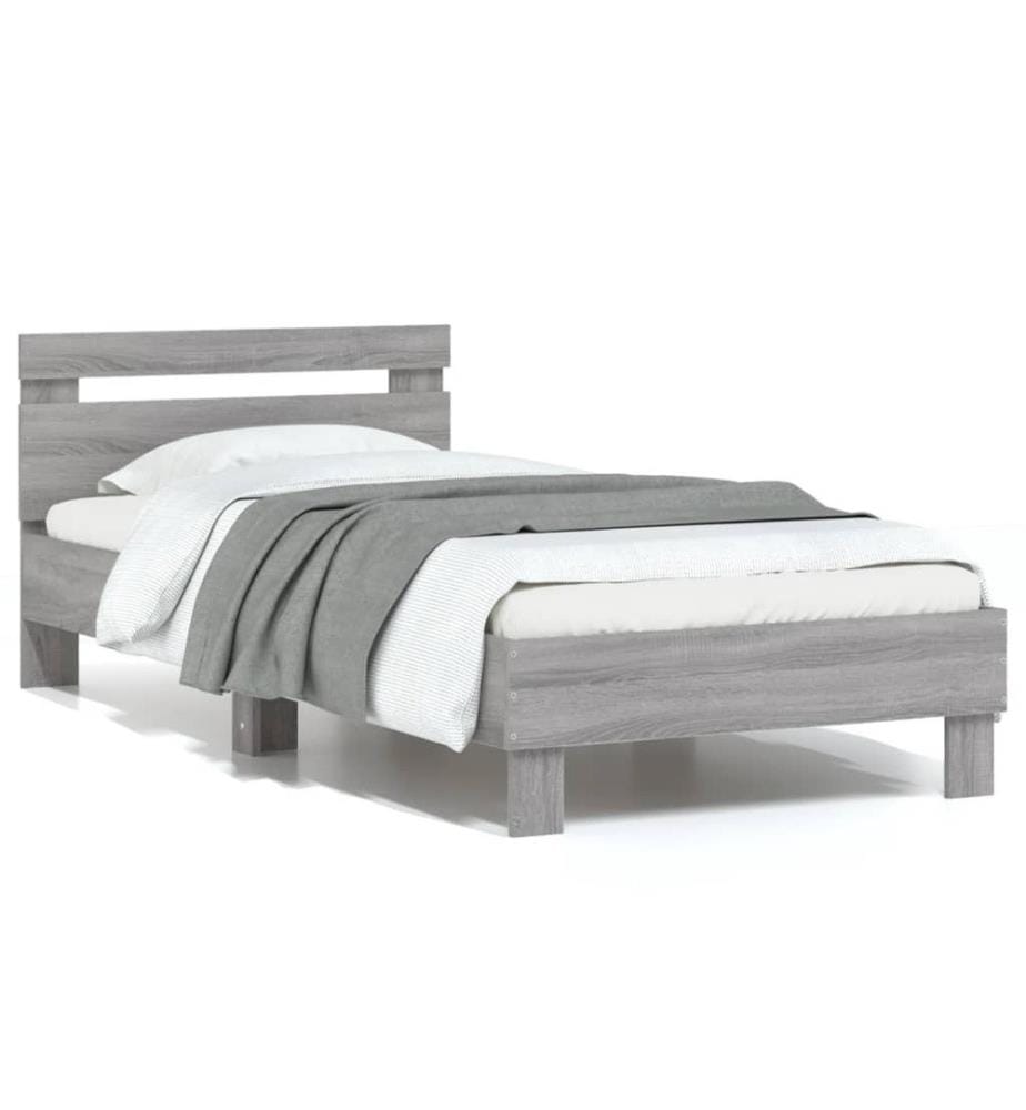 Cadre de lit avec tête de lit sonoma gris 75x190 cm