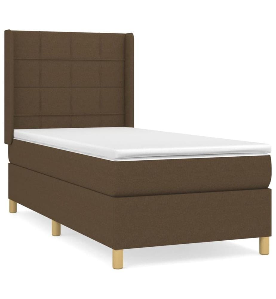 Boxspringbett mit Matratze Dunkelbraun 100x200 cm Stoff