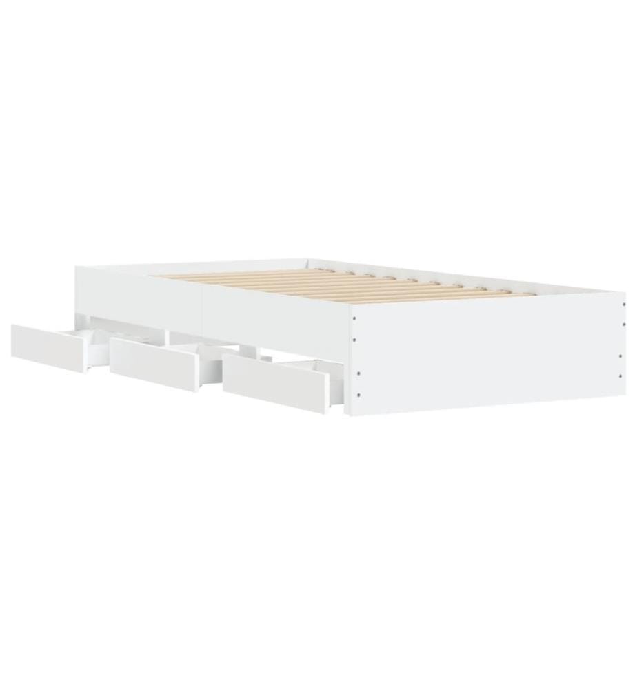 Cadre de lit avec tiroirs blanc 90x200 cm bois d'ingénierie
