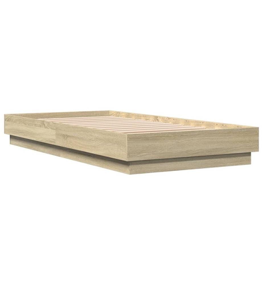 Cadre de lit avec lumières LED chêne sonoma 90x190 cm