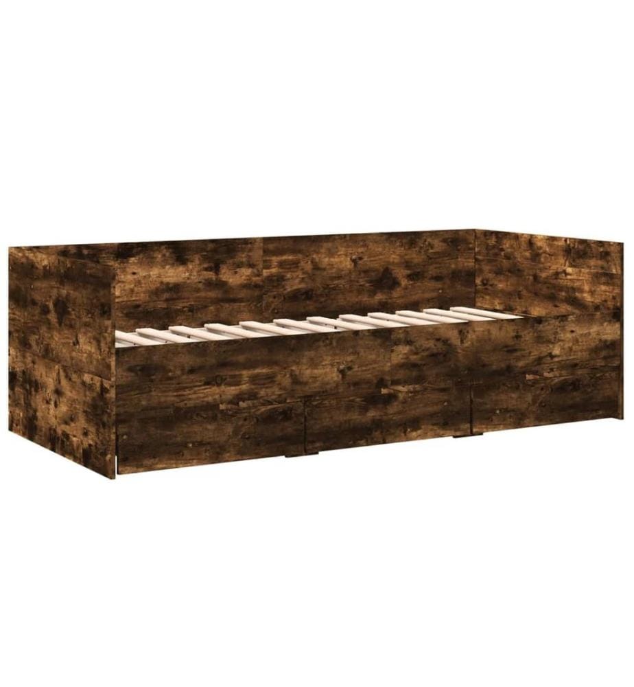 Tagesbett mit Schubladen Räuchereiche 75x190 cm Holzwerkstoff