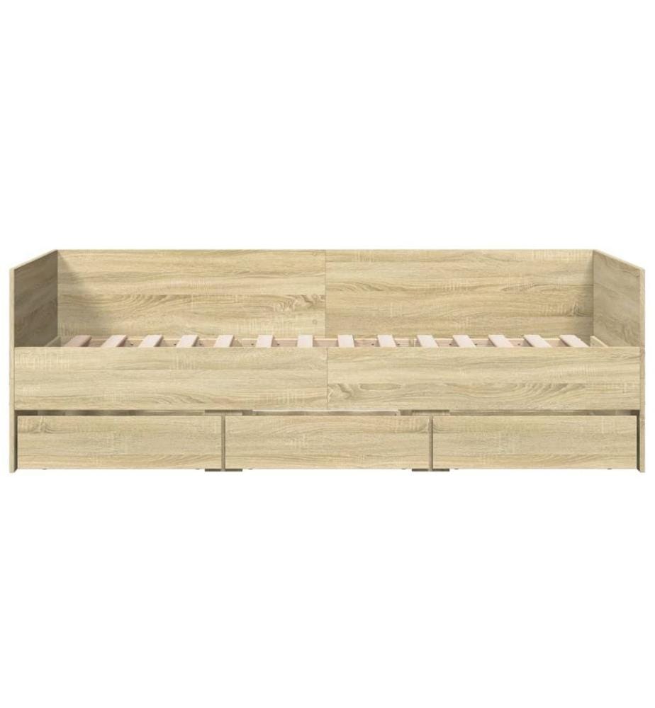 Lit de jour et tiroirs chêne sonoma 90x200cm bois d'ingénierie