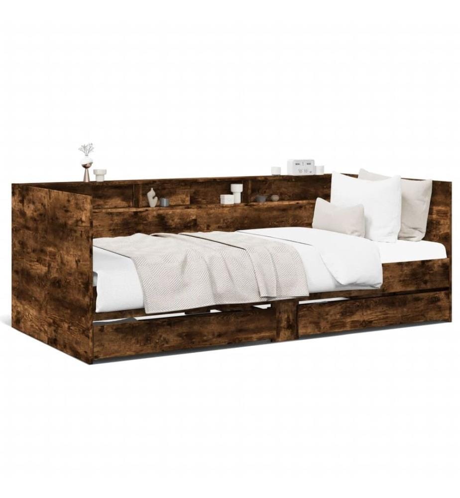 Tagesbett mit Schubladen Räuchereiche 100x200 cm Holzwerkstoff