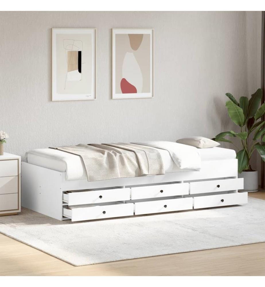 Tagesbett mit Schubladen Weiss 90x190 cm Holzwerkstoff