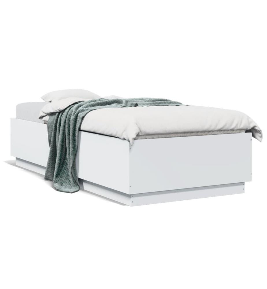 Cadre de lit avec lumières LED blanc 90x200cm bois d'ingénierie