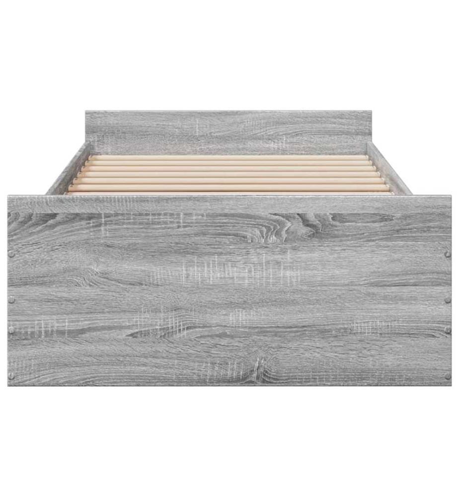 Bettgestell mit Schubladen Grau Sonoma 90x190 cm Holzwerkstoff