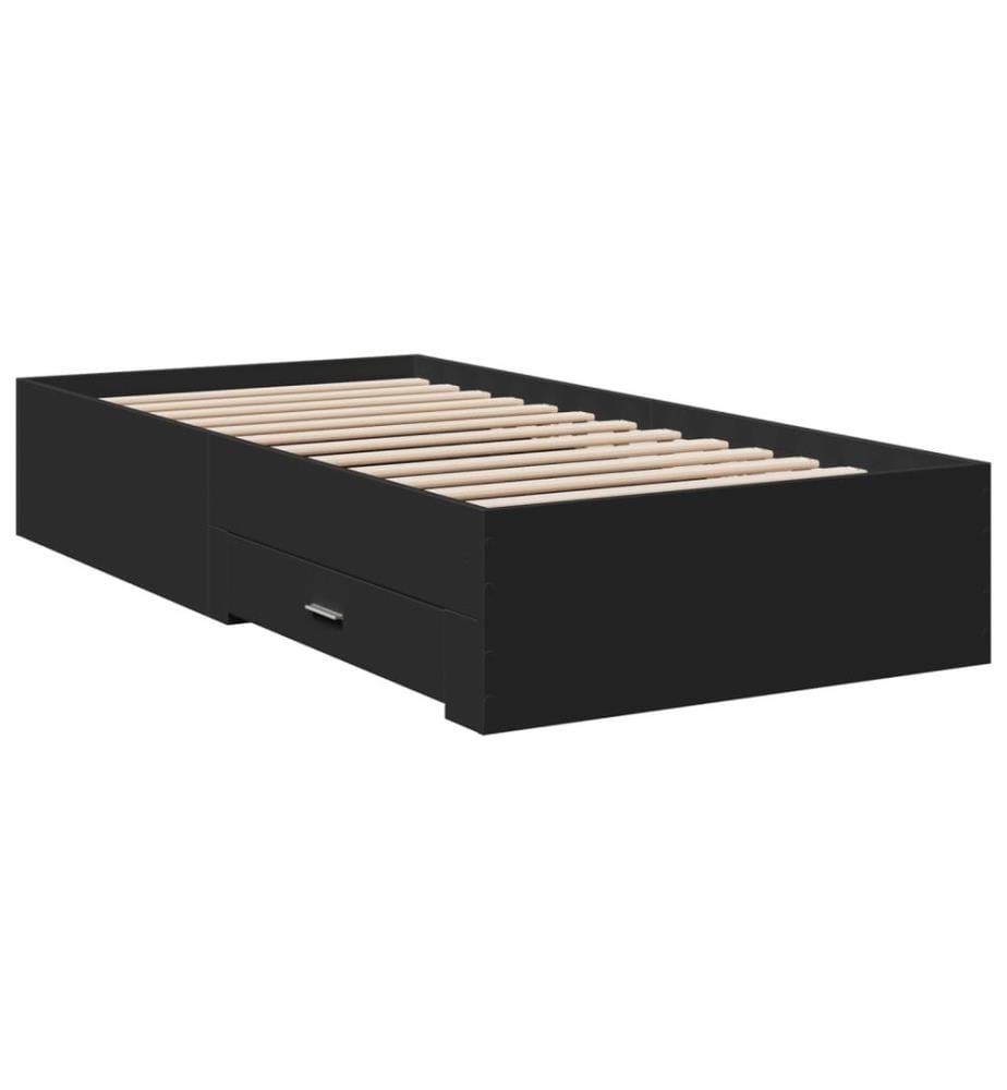 Bettgestell mit Schubladen Schwarz 75x190 cm Holzwerkstoff