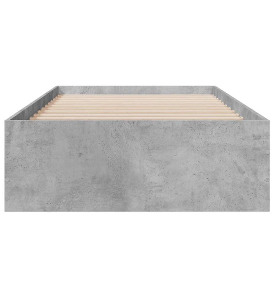 Cadre de lit et tiroirs gris béton 90x200 cm bois d'ingénierie