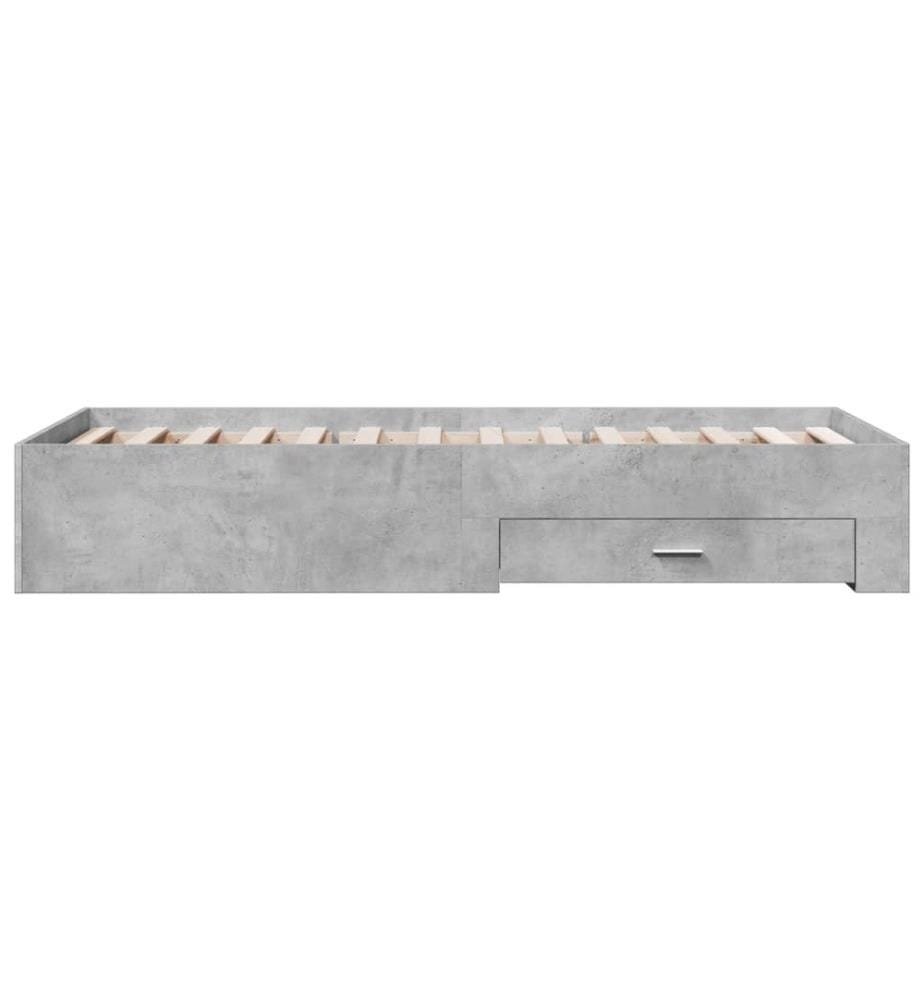 Cadre de lit et tiroirs gris béton 90x200 cm bois d'ingénierie