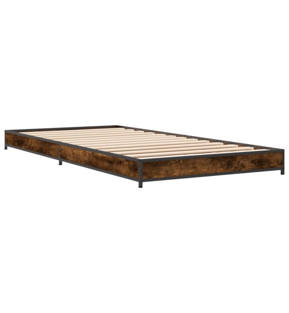 Cadre de lit chêne fumé 90x190 cm bois d'ingénierie et métal