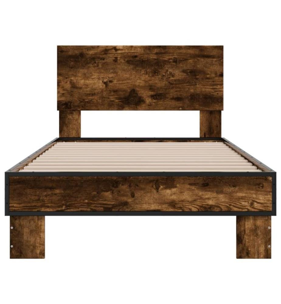 Bettgestell Räuchereiche 100x200 cm Holzwerkstoff und Metall