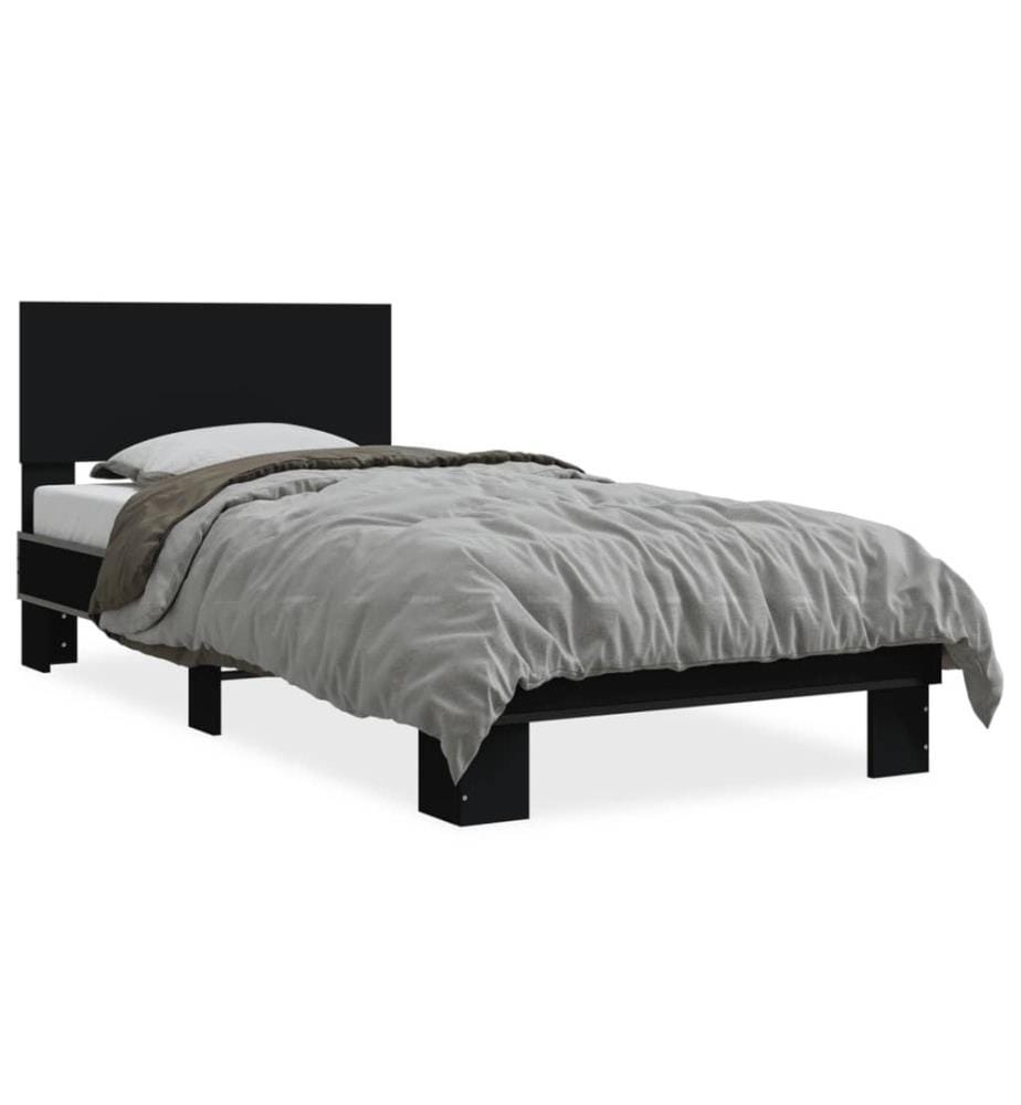 Bettgestell Schwarz 75x190 cm Holzwerkstoff und Metall