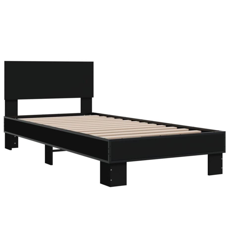 Bettgestell Schwarz 75x190 cm Holzwerkstoff und Metall