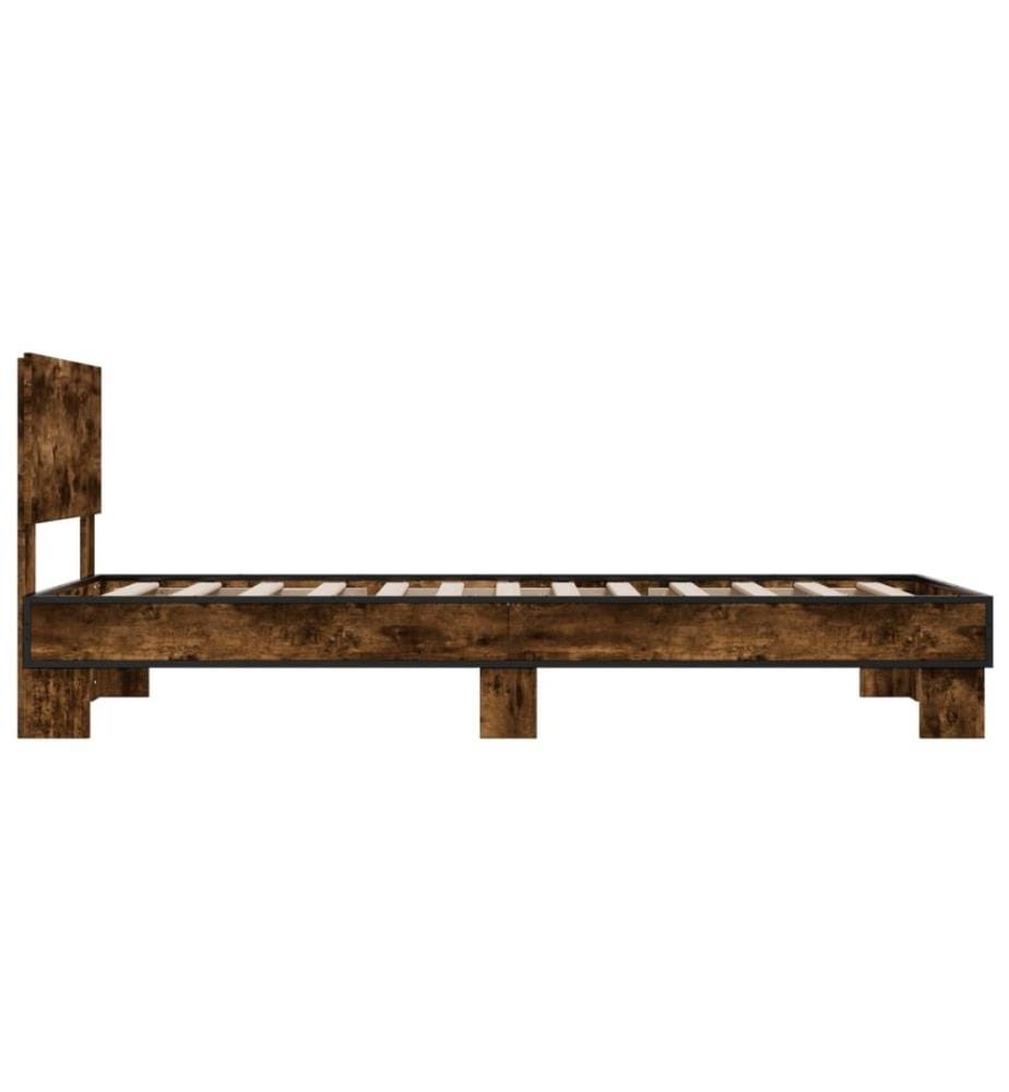 Cadre de lit chêne fumé 90x190 cm bois d'ingénierie et métal