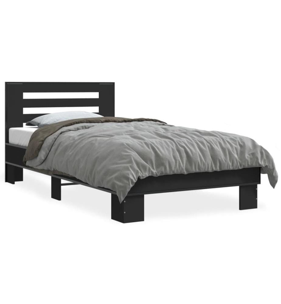 Bettgestell Schwarz 100x200 cm Holzwerkstoff und Metall
