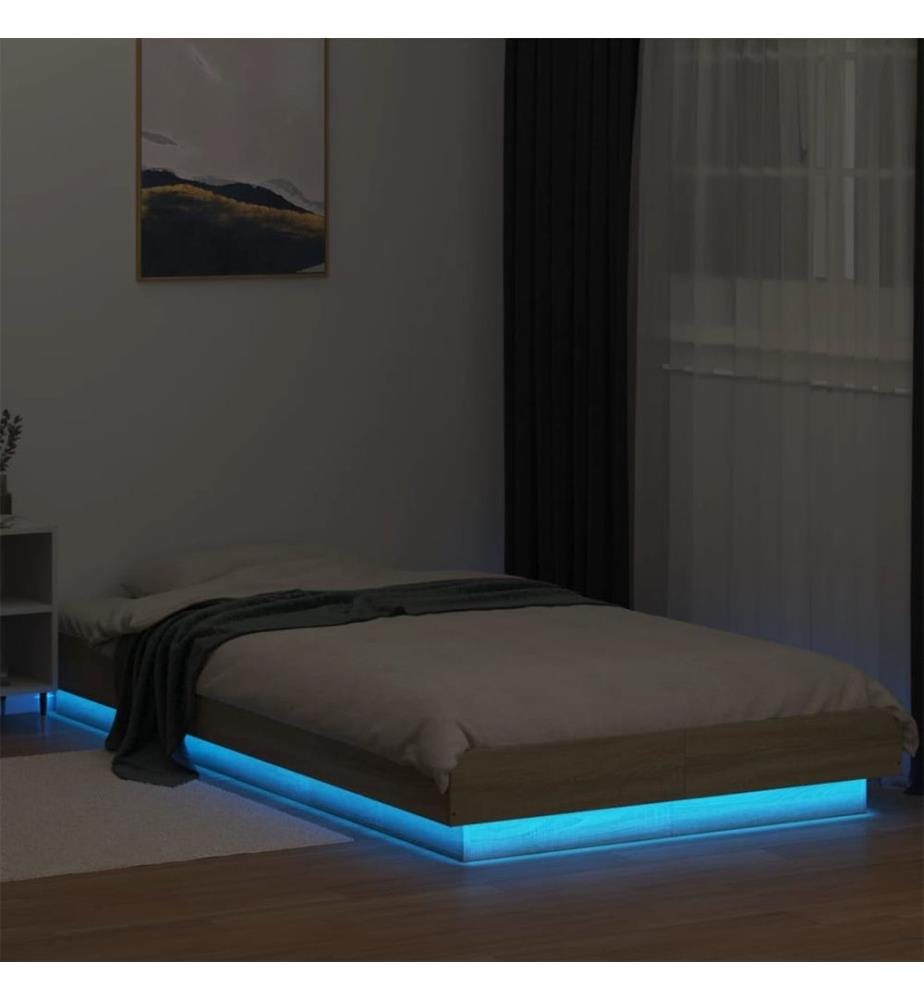 Bettgestell mit LED Sonoma-Eiche 100x200 cm Holzwerkstoff
